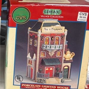 Lemax Village Collection Tea Shop with Red and Gold Accents